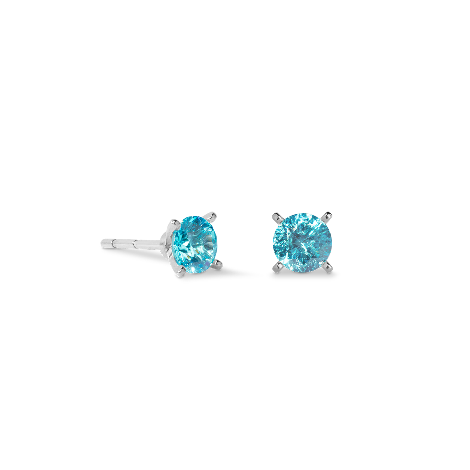 Clous d'oreilles Glam Dot 5 mm argent-aqua
