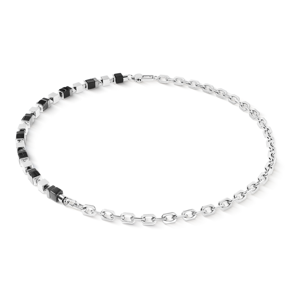 Collier Precious Cubes Chain noir-argent
