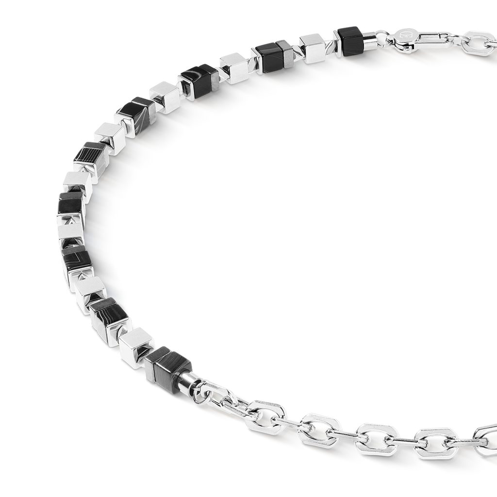 Collier Precious Cubes Chain noir-argent