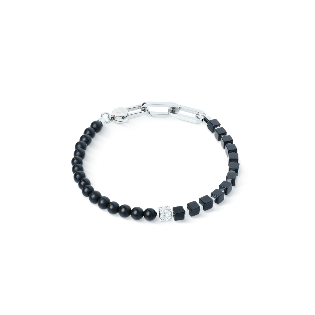 Bracelet Spikes Fusion Onyx noir-argent