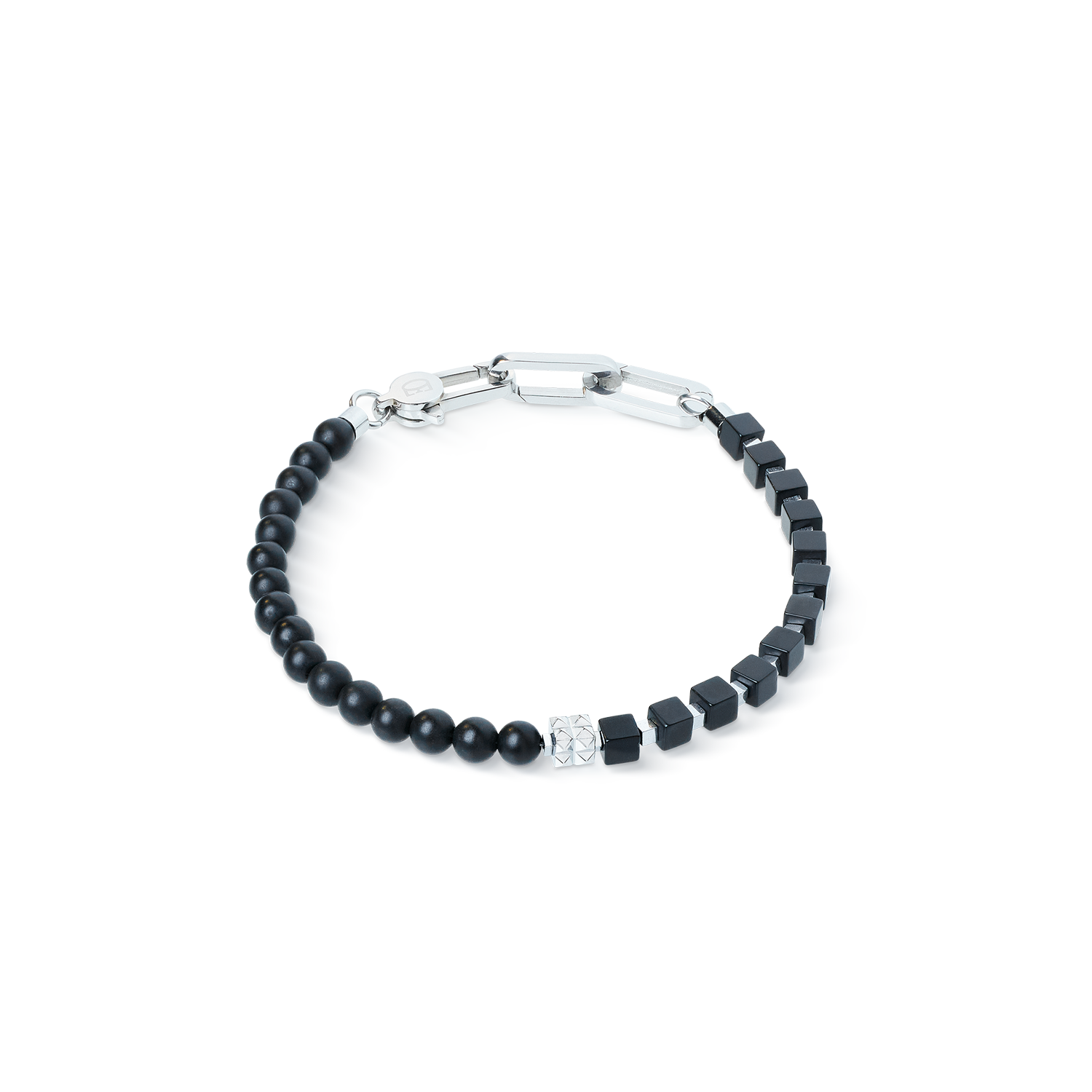 Bracelet Spikes Fusion Onyx noir-argent