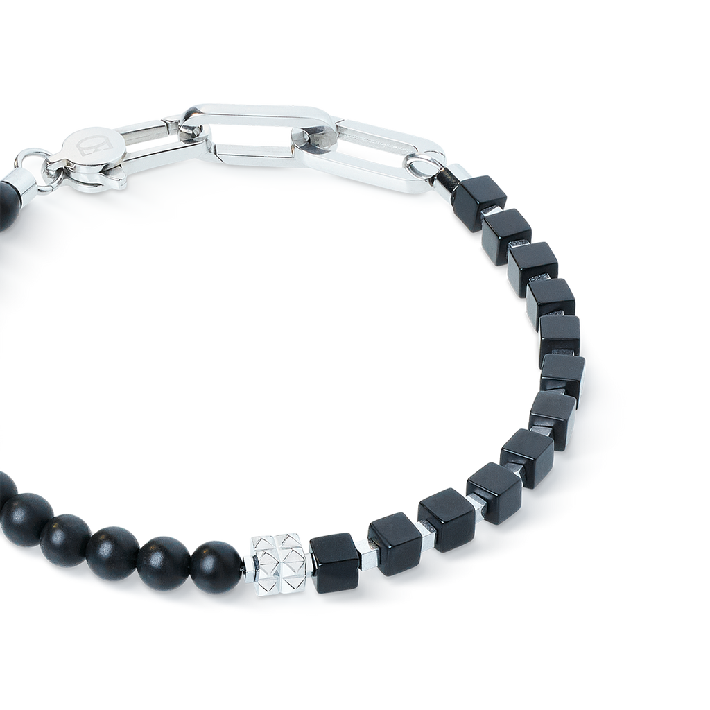 Bracelet Spikes Fusion Onyx noir-argent