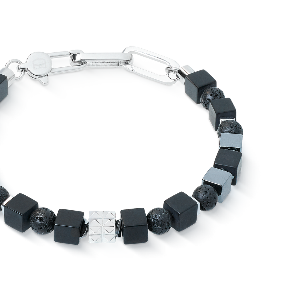 Bracelet Spikes Shape Mix noir-argent
