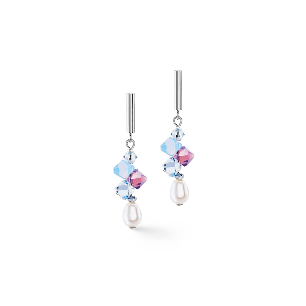 Boucles d'oreilles Dancing Crystals & Pearls lilas-bleu