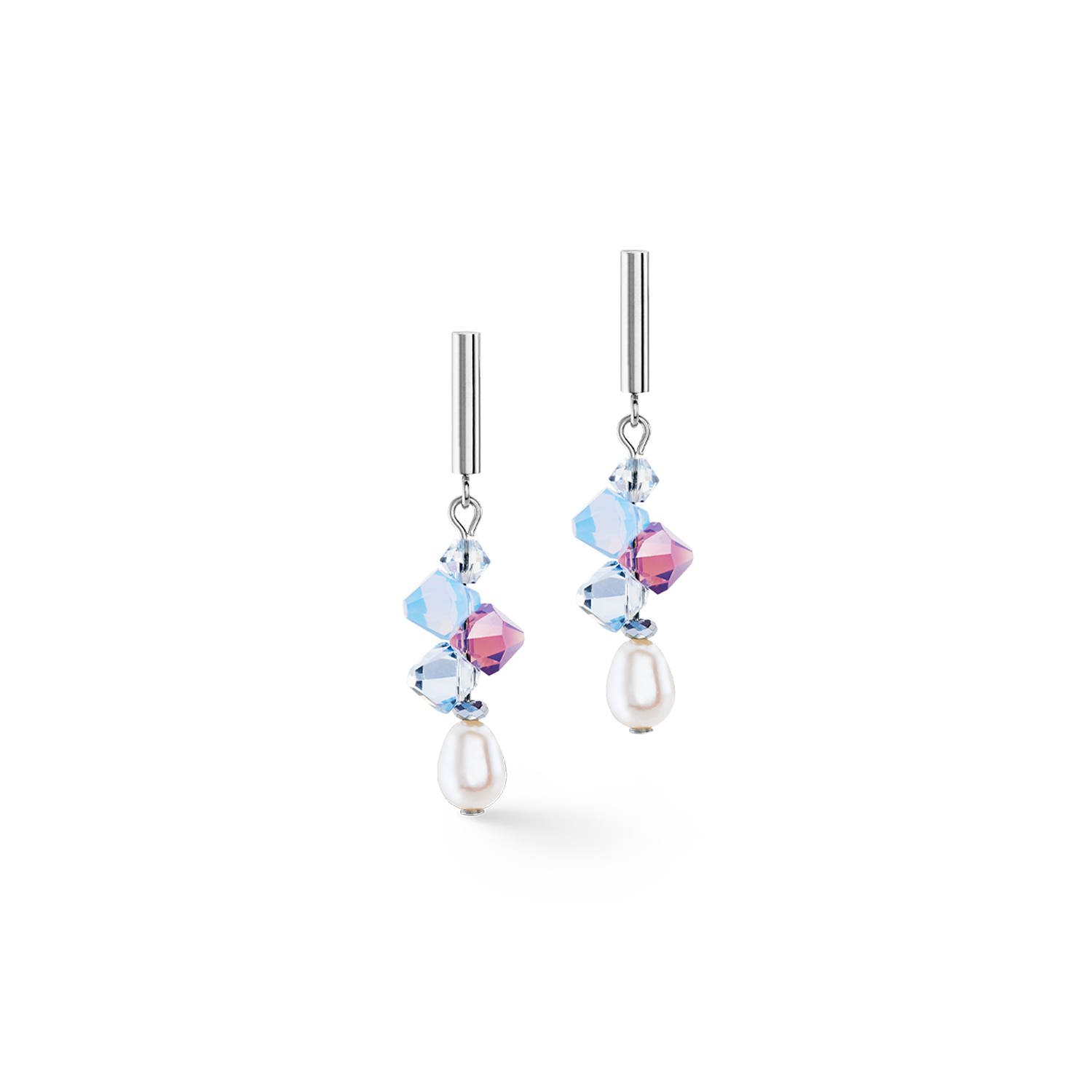 Boucles d'oreilles Dancing Crystals & Pearls lilas-bleu