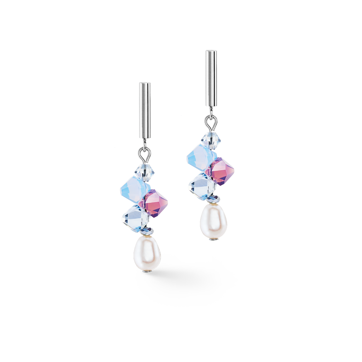 Boucles d'oreilles Dancing Crystals & Pearls lilas-bleu