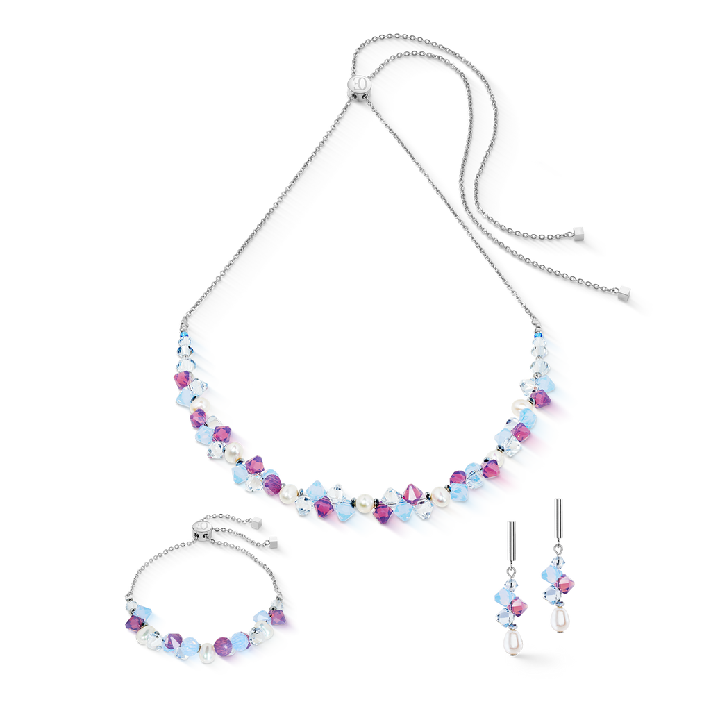 Boucles d'oreilles Dancing Crystals & Pearls lilas-bleu