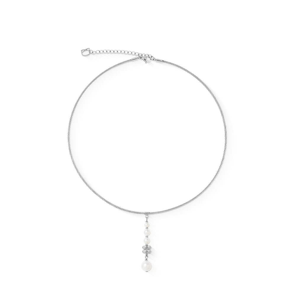 Collier Pearl & Spikes Drop argent