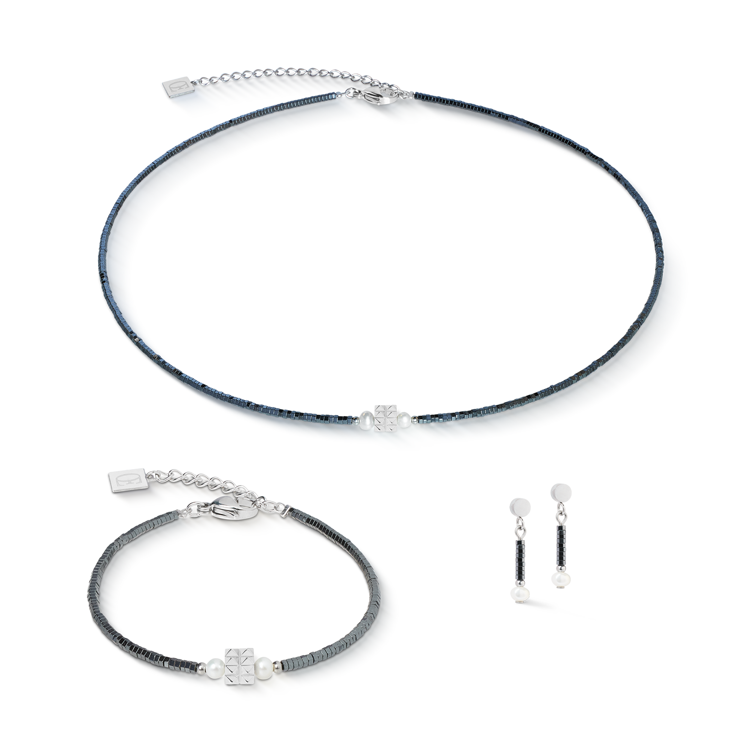 Boucles d'oreilles Edge & Grace anthracite-argent