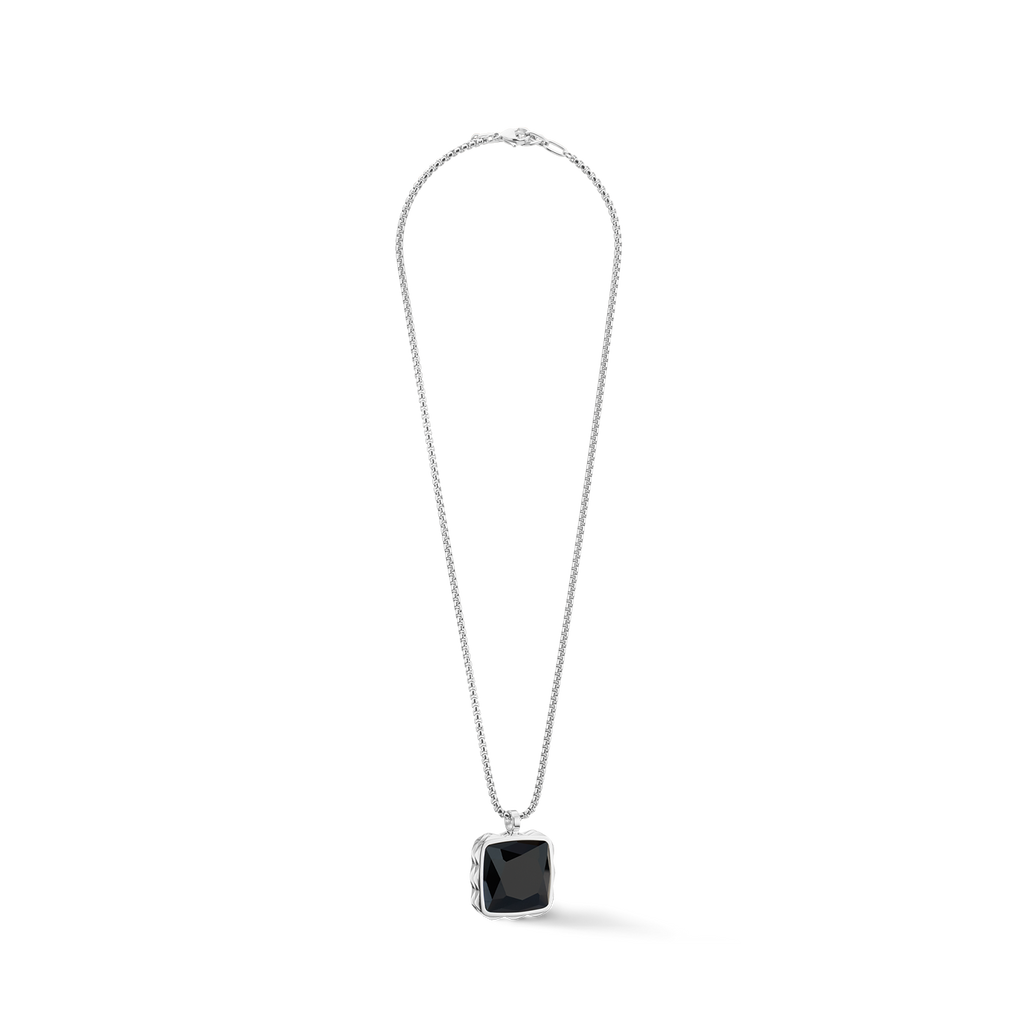 Collier Amulette Spikes Square Onyx argent-noir