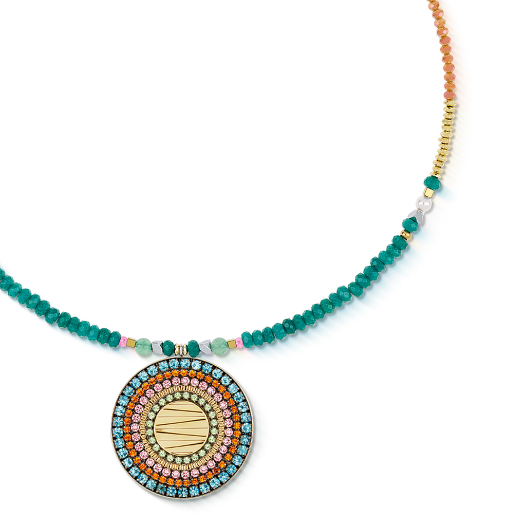 Collier Amulette Modern Future or multicolore Boho