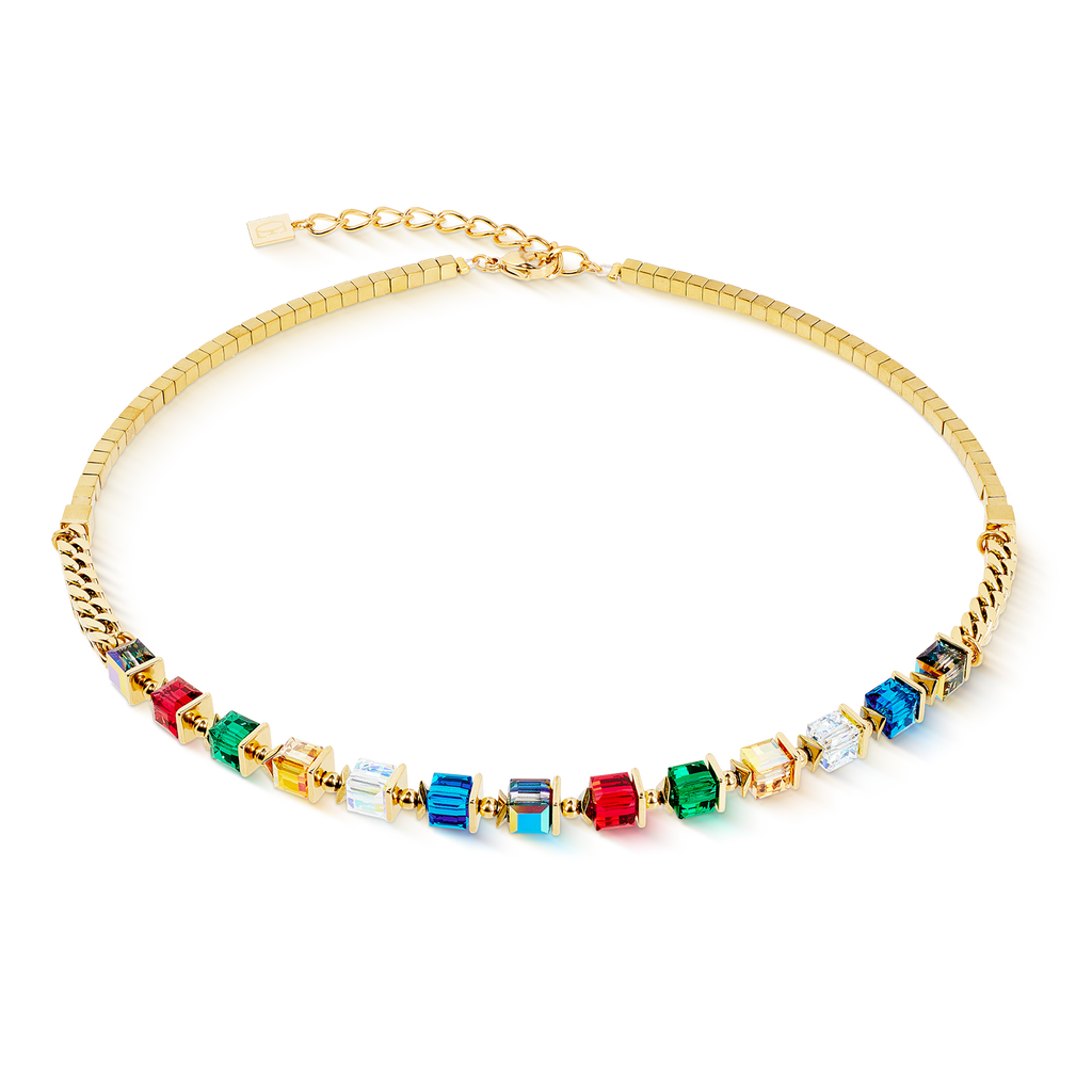 Collier Sparkling Cubes Fusion Chain or-multicolore