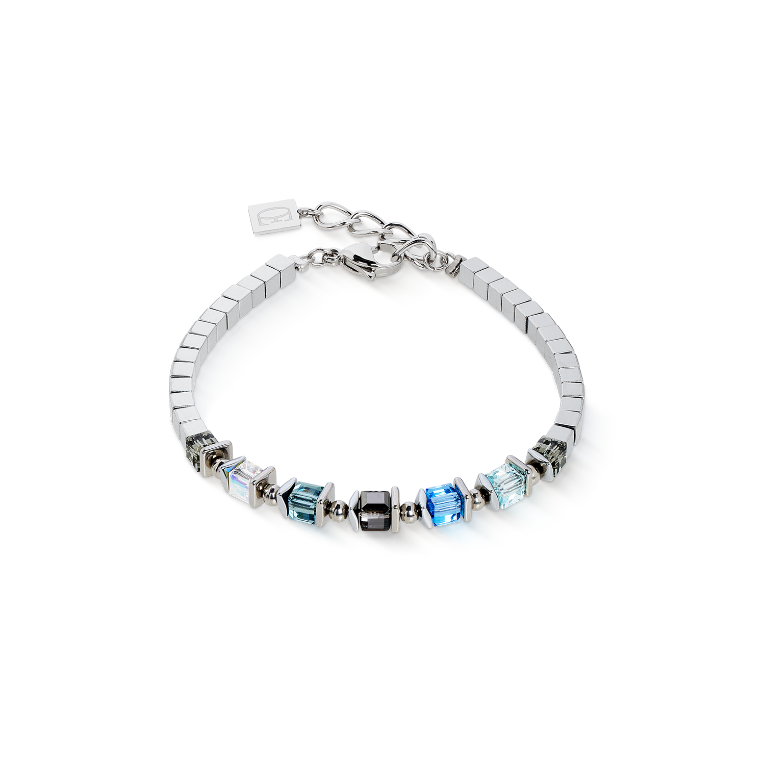 Bracelet Sparkling Cubes Fusion Chain argent-bleu