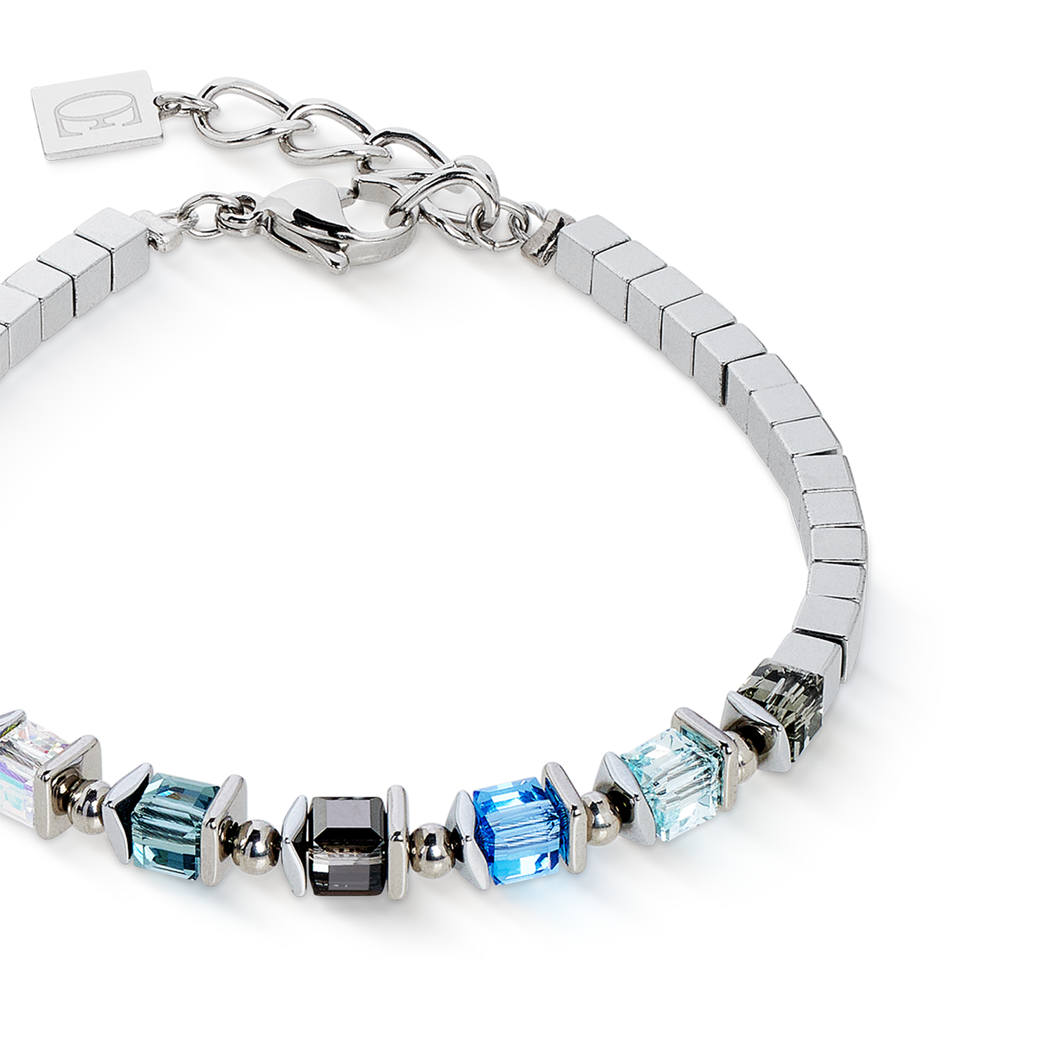 Bracelet Sparkling Cubes Fusion Chain argent-bleu