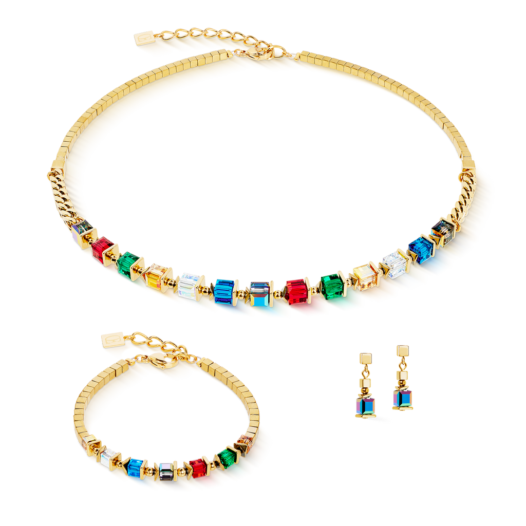 Bracelet Sparkling Cubes Fusion Chain or-multicolore