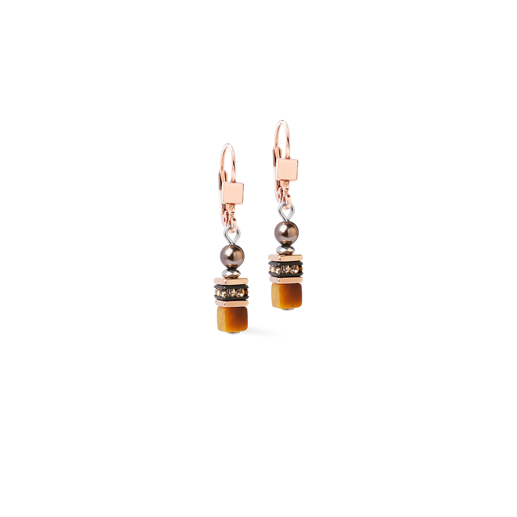 Boucles d'oreilles Princess Earth Glow or rose-marron