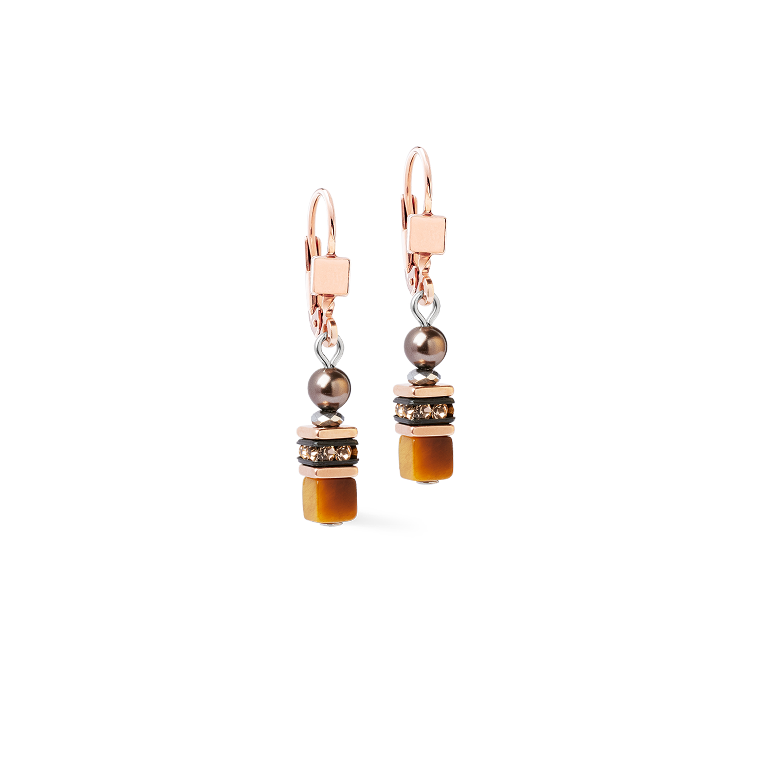 Boucles d'oreilles Princess Earth Glow or rose-marron