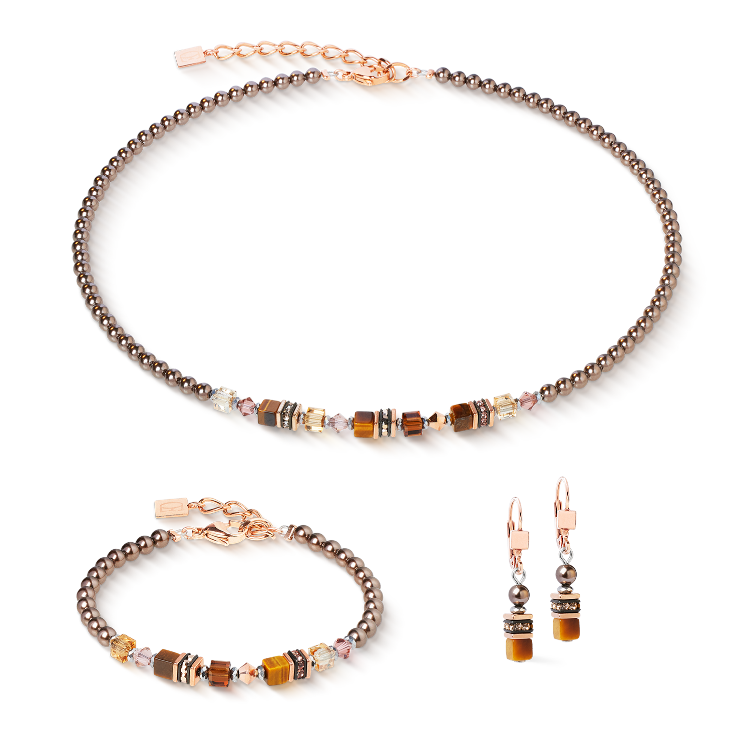Boucles d'oreilles Princess Earth Glow or rose-marron