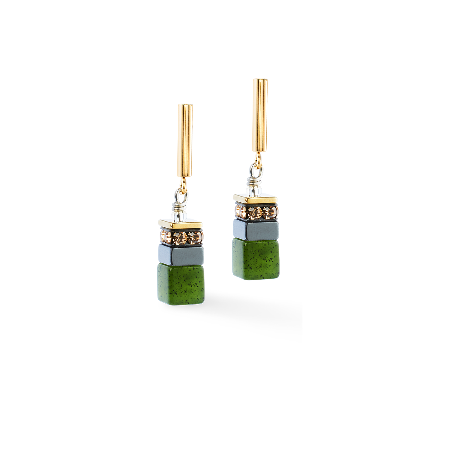 Boucles d'oreilles GeoCUBE® Precious Motion Forest Light or