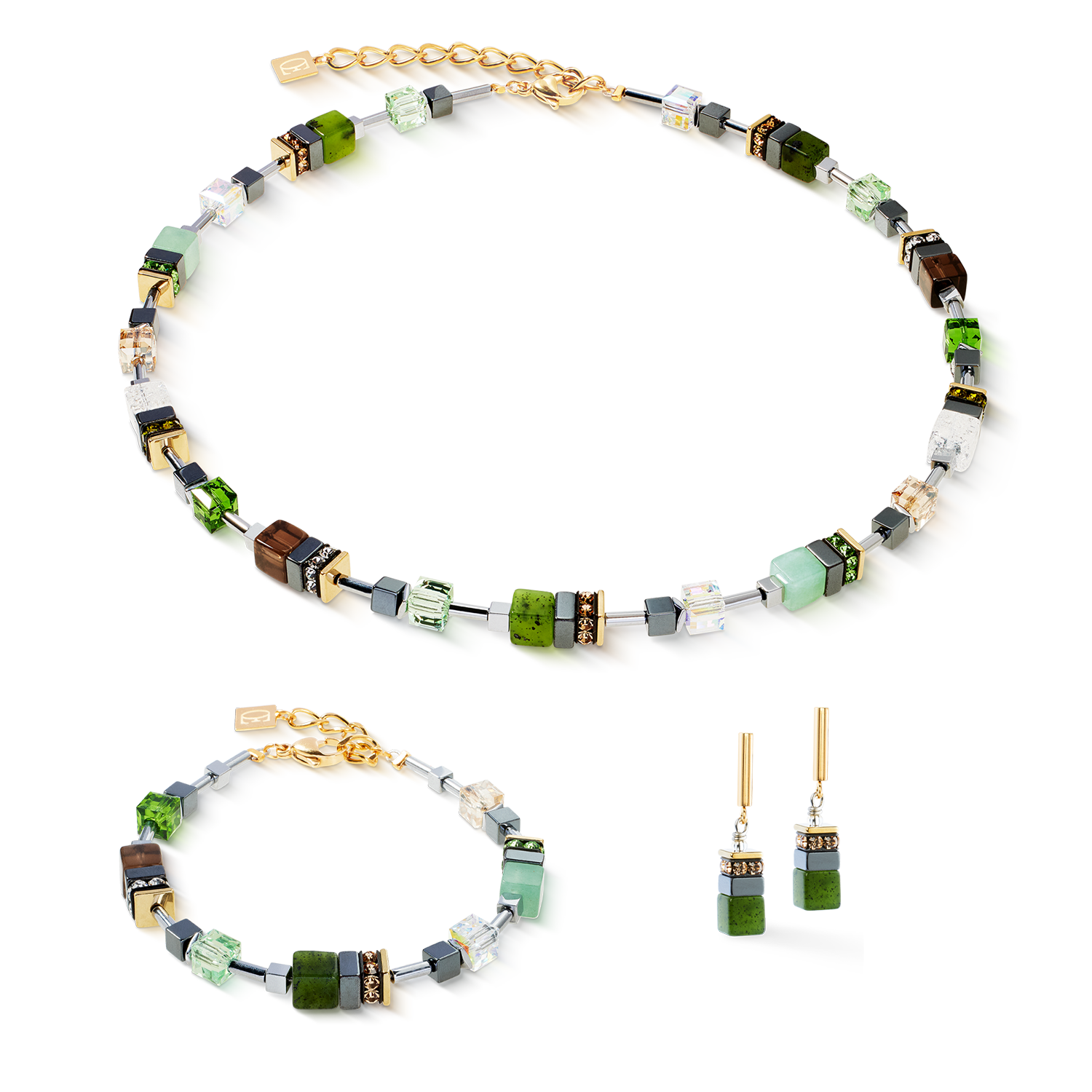 Boucles d'oreilles GeoCUBE® Precious Motion Forest Light or