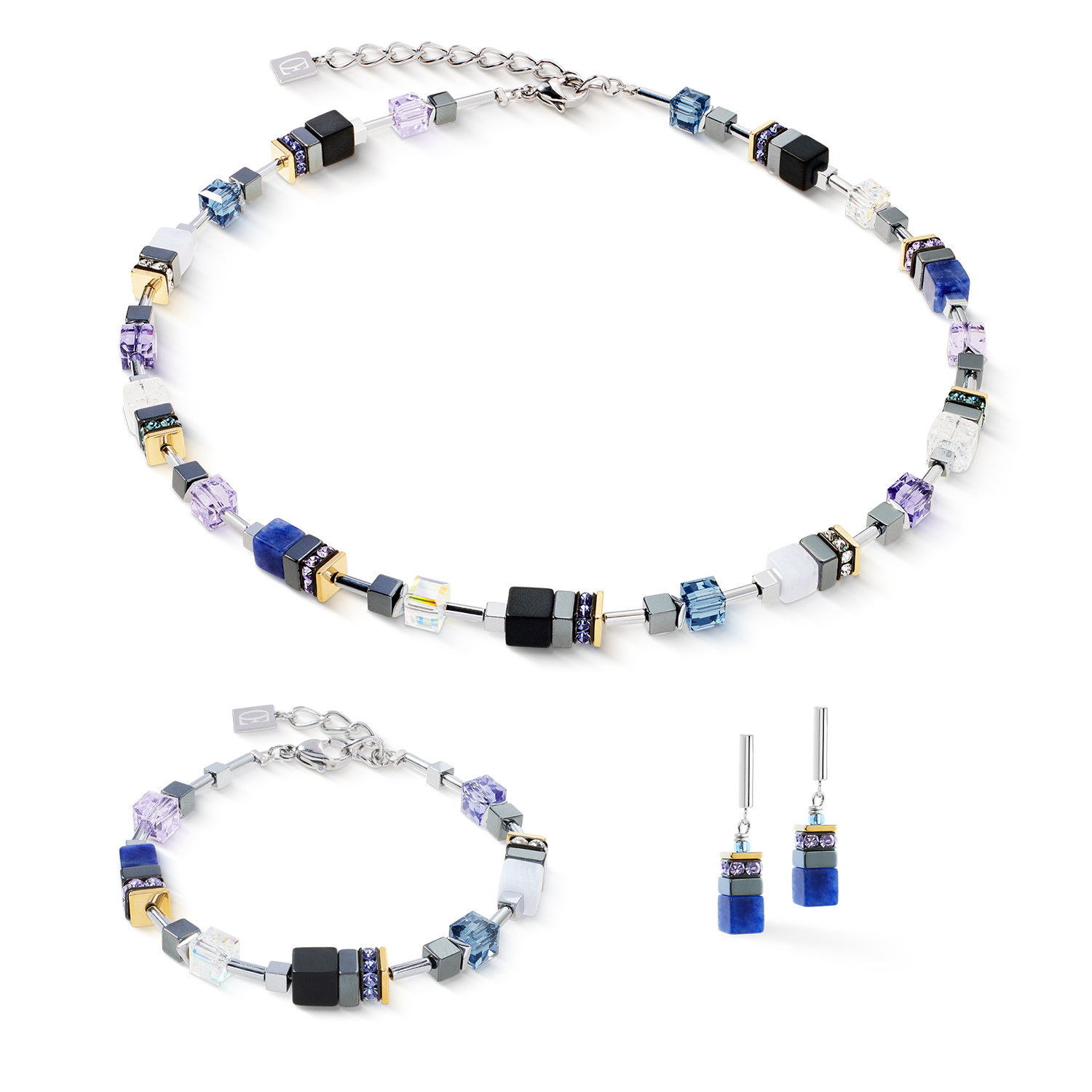 Boucles d'oreilles GeoCUBE® Precious Motion Blue Moon Bicolor