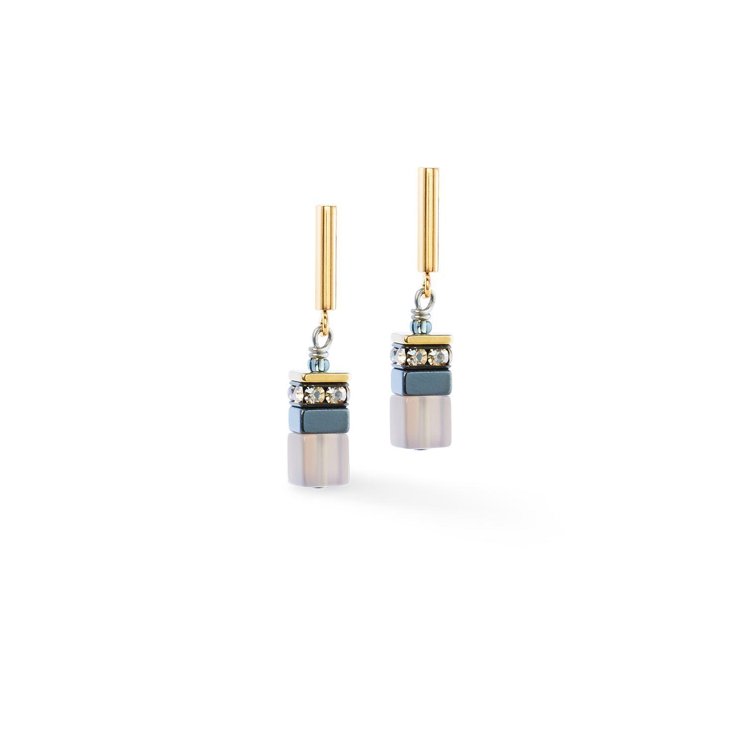 Boucles d'oreilles GeoCUBE® Precious Motion Stone Whisper or