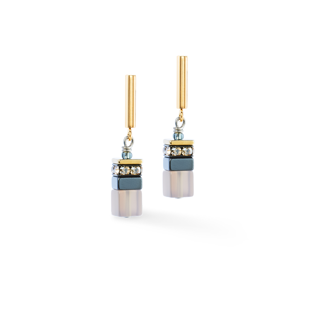 Boucles d'oreilles GeoCUBE® Precious Motion Stone Whisper or