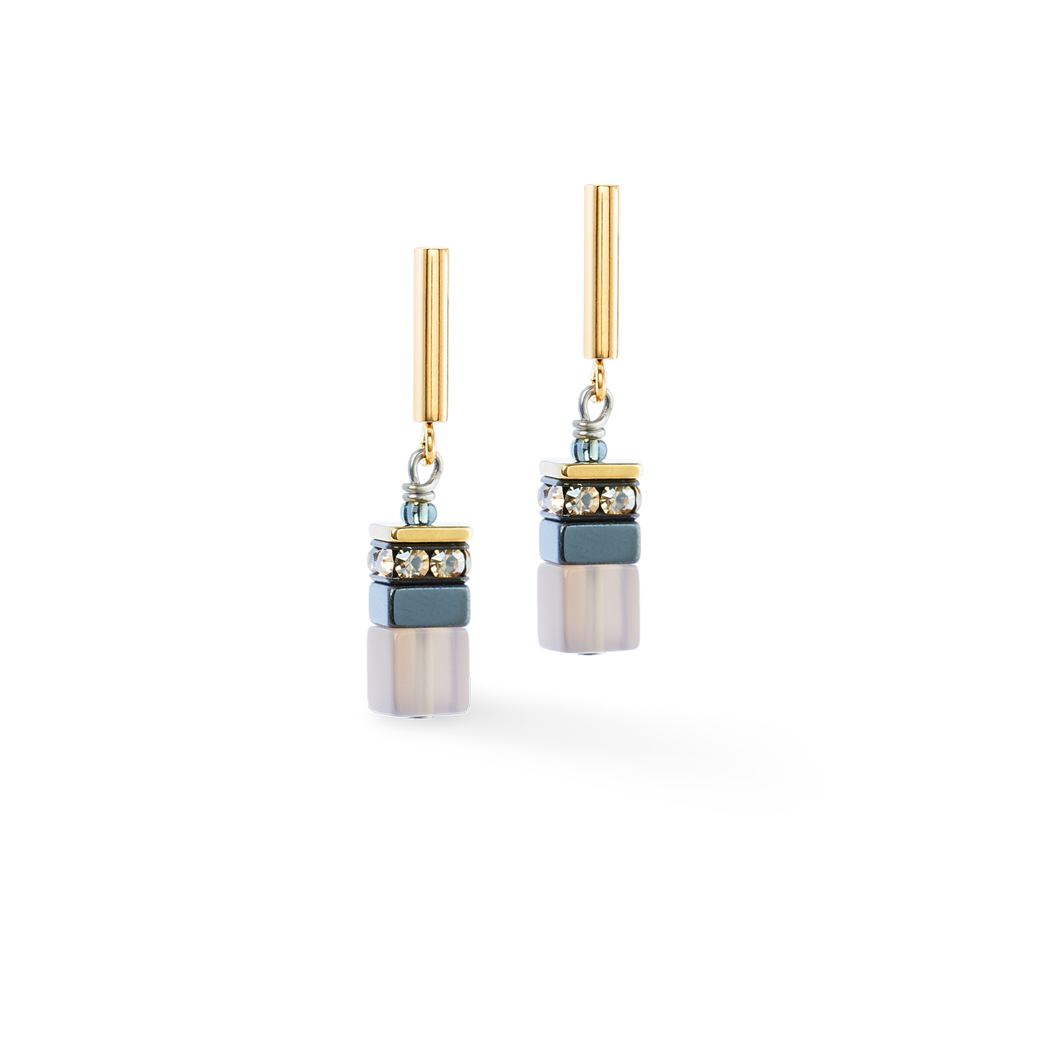 Boucles d'oreilles GeoCUBE® Precious Motion Stone Whisper or