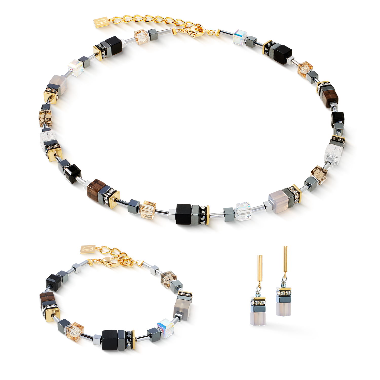 Boucles d'oreilles GeoCUBE® Precious Motion Stone Whisper or