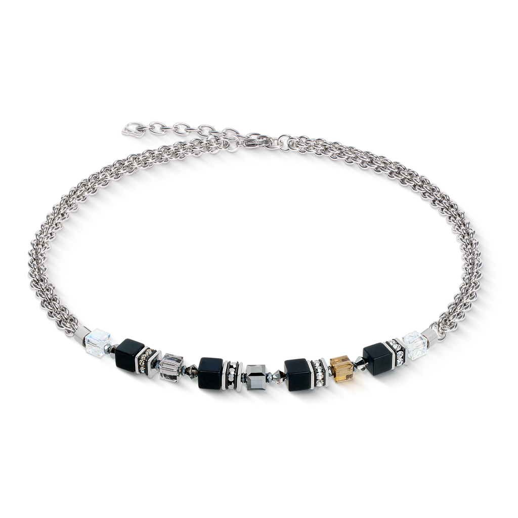 Collier GeoCUBE® Fusion hiver argent-noir