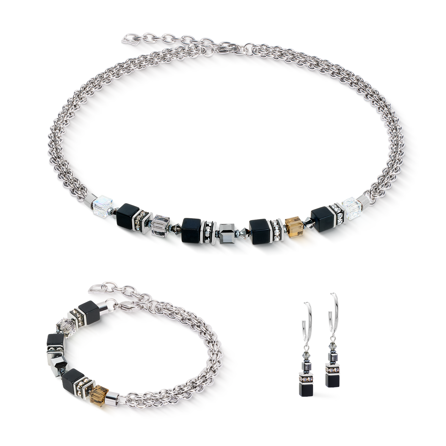 Bracelet GeoCUBE® Fusion hiver argent-noir