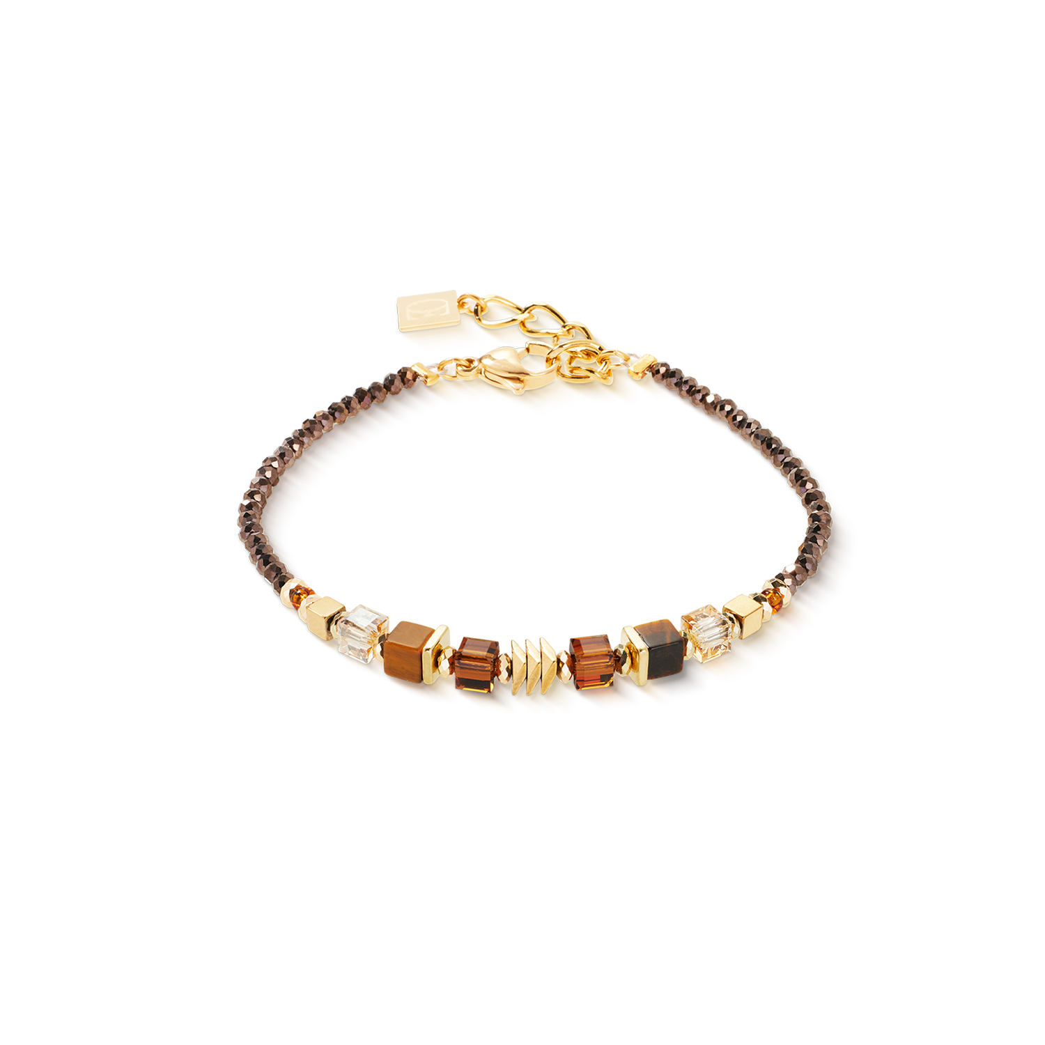 bracelet Wave Cube Flow or-marron
