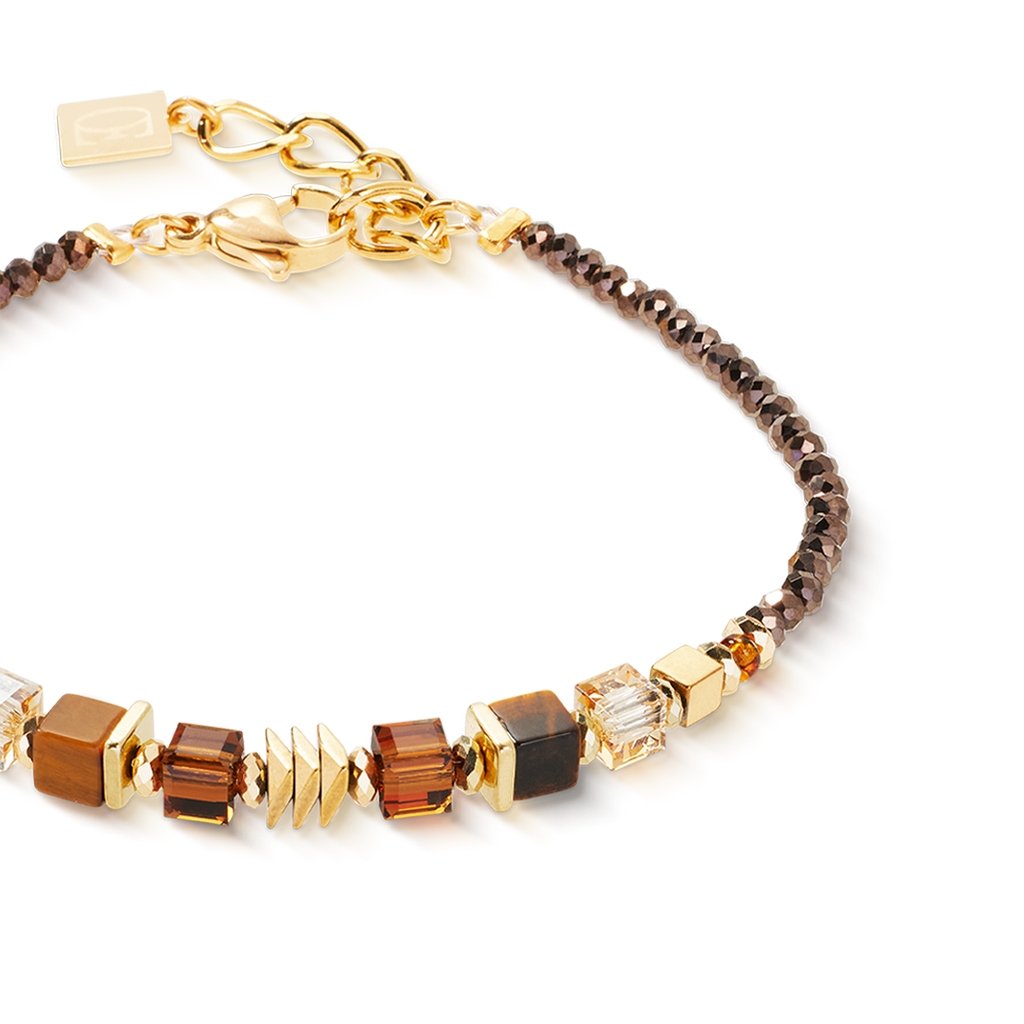 bracelet Wave Cube Flow or-marron
