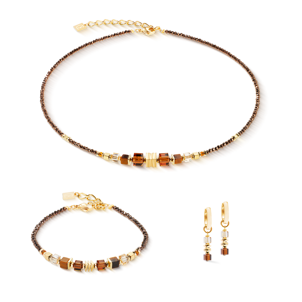 bracelet Wave Cube Flow or-marron