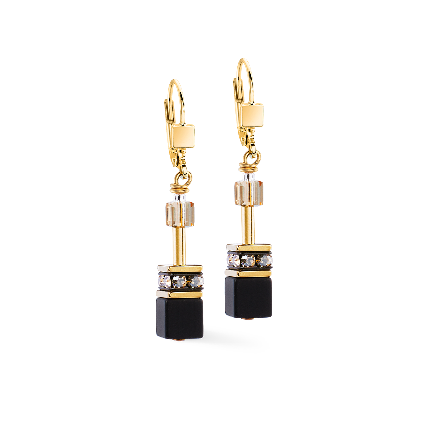Boucles d'oreilles GeoCUBE® Onyx noir-or