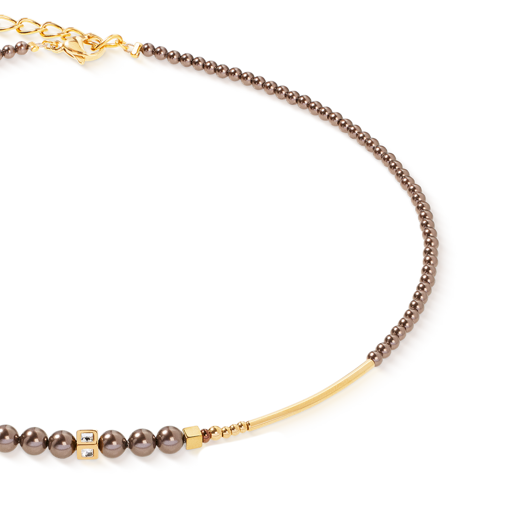 Collier Shimmering Princess Pearls or-marron