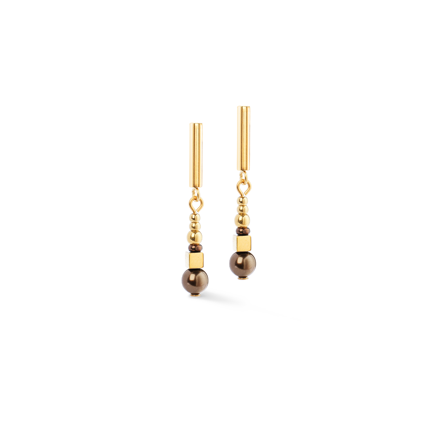 Boucles d'oreilles Shimmering Princess Pearls or-marron