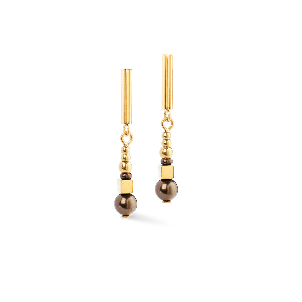 Boucles d'oreilles Shimmering Princess Pearls or-marron