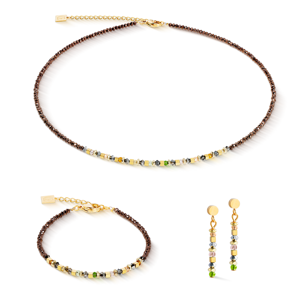 Collier golden Whisper marron-olive