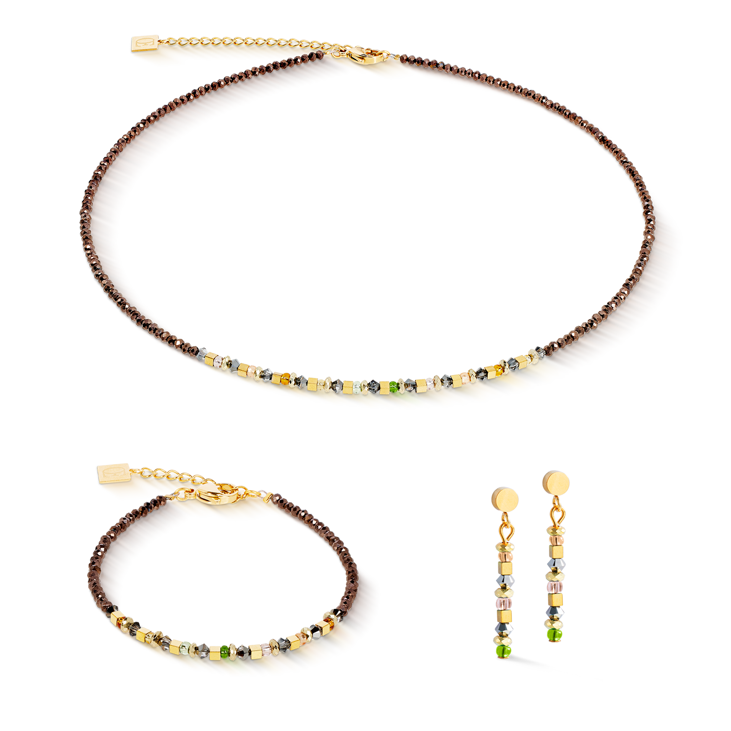 Boucles d'oreilles golden Whisper marron-olive