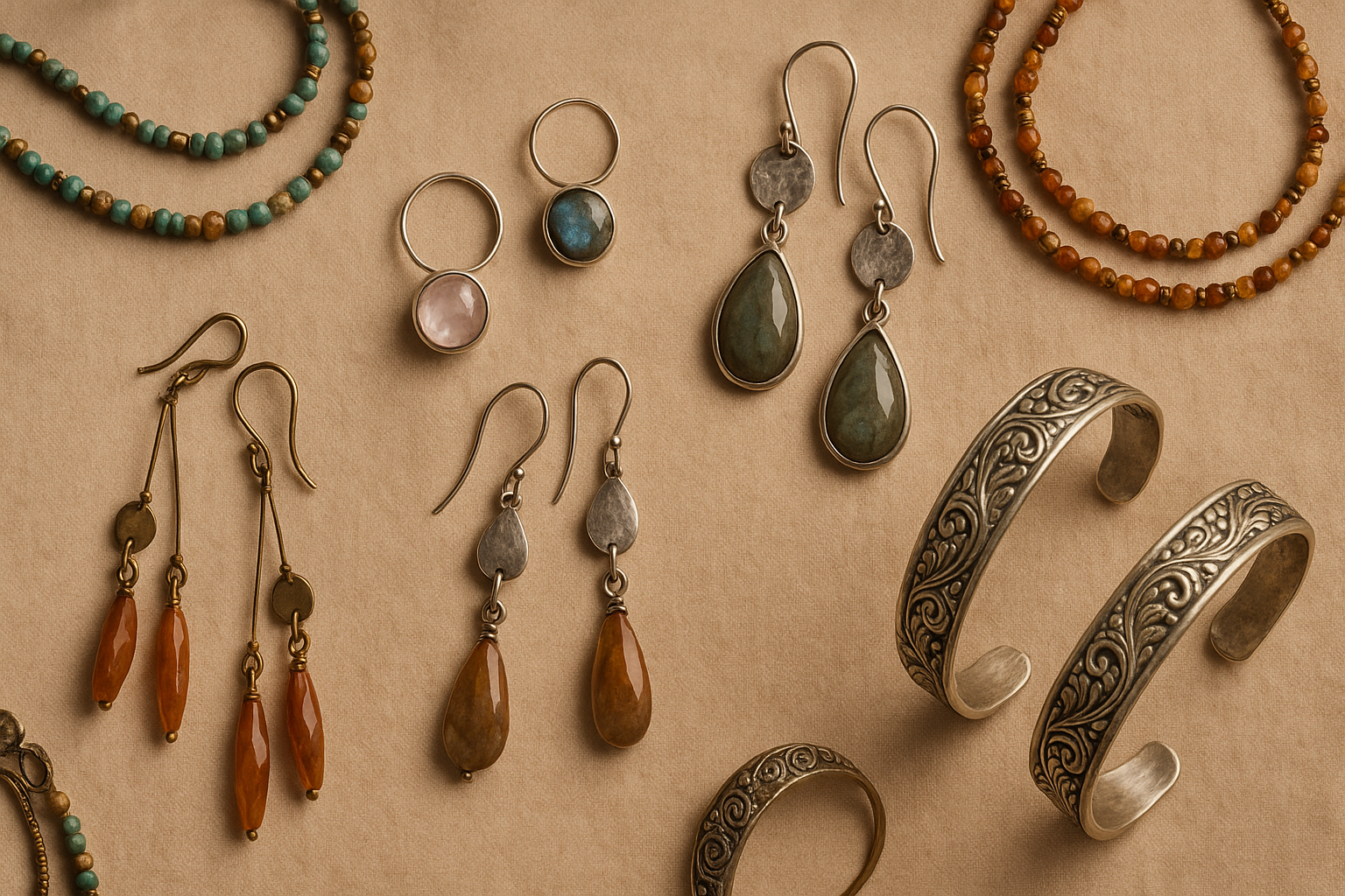 génère moi un fond d'écran avec des bijoux artisanal 